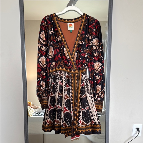 FARM Rio Dresses & Skirts - FARM Rio Pink and White Long Sleeve Sundress